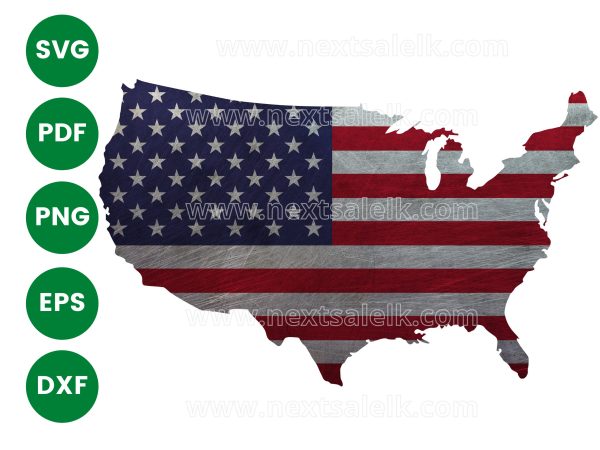 American Flag PNG - USA Map SVG Clipart